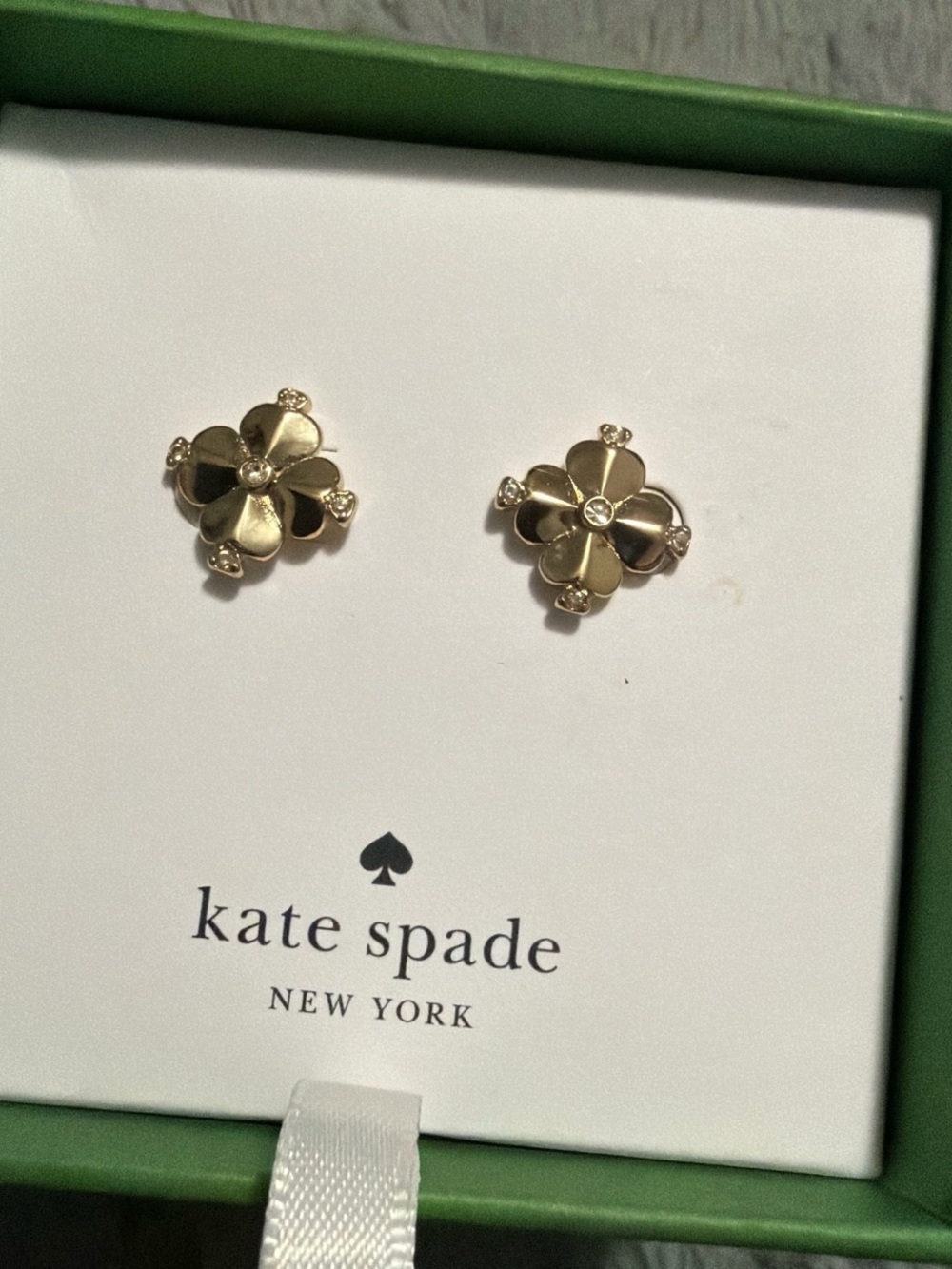 kate spade Gold Floral Crystal Center Stud Earrings